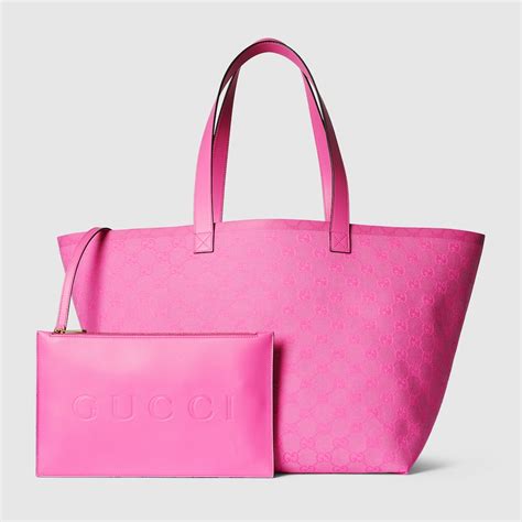 gucci fuchsia hot pink tote bag|Gucci Totissima medium tote bag in pink GG canvas .